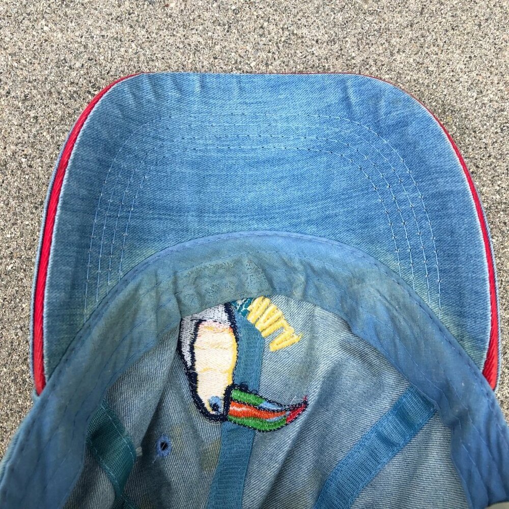 Vintage NINA CAPS Guatemala Parrot Toucan Hat Men's Blue Adjustable Cap - Picture 2 of 6